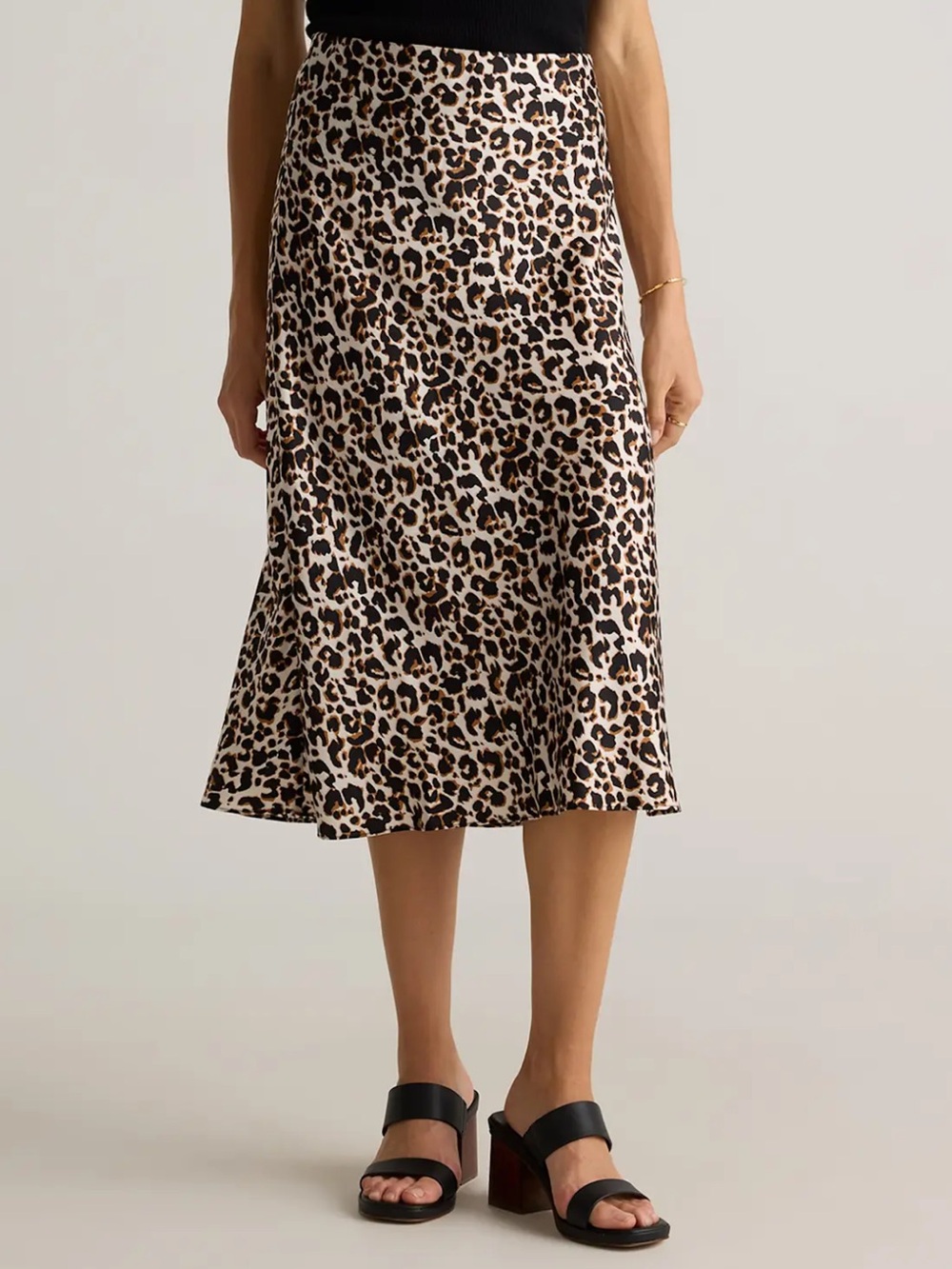 🐆 Quince 100% Washable Silk Midi Skirt ~ Leopard